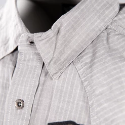 Harley-Davidson Men's Grey Vertical Striped S/S Woven Shirt (S24)