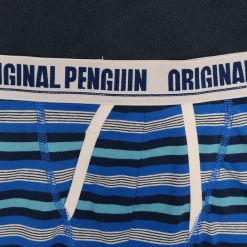 Original Penguin Men's 3 Pack Red/Turquoise Blue/Turquoise Striped Boxer Brief