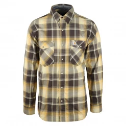 New Arrivals Carhartt Men's Brown Gold Cream Plaid Snap Front L/S Woven Shirt (S19)