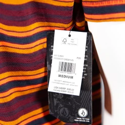 Volcom Men's Maroon Orange Navy Gold Striped Moorley S/S T-Shirt (S13)