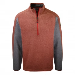 Mens Eddie Bauer Men's Heather Cocoa W/ Grey Sleeve Mountain Fleece 1/2-Zip Sweater