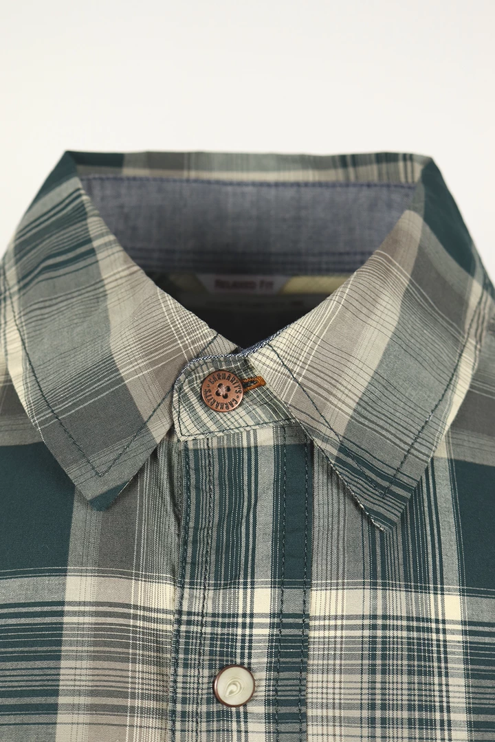 Carhartt Men's Forrest Green Cream Plaid Snap Front L/S Woven Shirt (S16) 7 Carhartt Men's Forrest Green Cream Plaid Snap Front L/S Woven Shirt (S16)