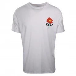 RVCA Men's White Red Flower Regular Fit S/S T-Shirt (S35)