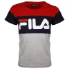 FILA Women's Red Navy Grey Three-Tone Classic Logo S/S T-Shirt (S27)