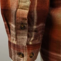 Flannels Carhartt Women's Barn Red Orange Beige Plaid Hooded L/S Woven Shirt