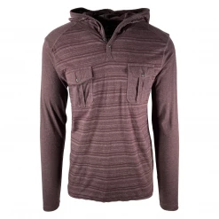 Modern Culture Men's Heather Burgundy Light Weight Henley L/S Pull Over Hoodie
