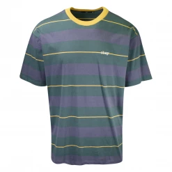 OBEY Men's Green Blue Yellow Striped S/S T-Shirt