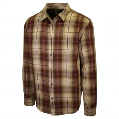 PrAna Men's Red Brown Gold Cream Plaid L/S Woven Shirt (S56)
