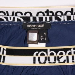 Roberto Cavalli Men's Single Pack Blue Stretch Boxer Briefs