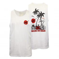 RVCA Men's White Greetings From Paradise Sleeveless Tank Top (S04)