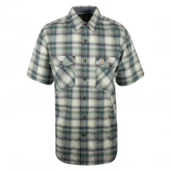 New Arrivals Carhartt Men's Green Grey Navy Plaid Relaxed Fit S/S Woven Shirt (S17)