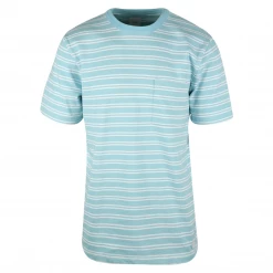 Vans Men's Cyan Blue White Striped Just Smile S/S T-Shirt (S02)