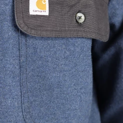 New Arrivals Carhartt Men's Heather Blue Black Two Tone Relaxed Fit L/S Flannel Shirt (S21)