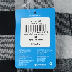 Columbia Men's Grey Black Plaid Cornell Woods L/S Flannel Shirt (042) New Arrivals