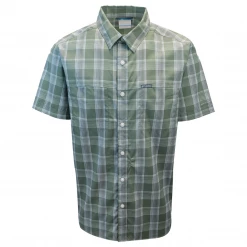 Columbia Men's Olive Plaid Thirty Mile Ledge EXS S/S Woven Shirt (316) Medium