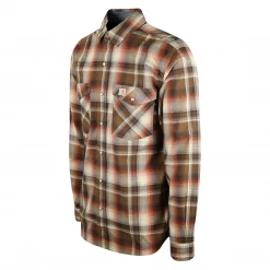 Carhartt Men's Brown Autumn Orange Cream Plaid Snap Front L/S Woven Shirt (S04) New Arrivals
