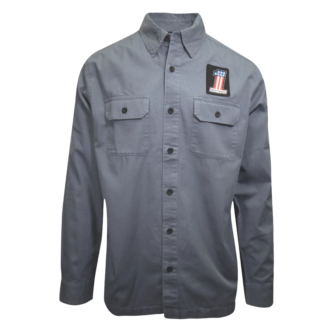 Harley-Davidson Men's Blue #1 America L/S Woven Shirt (S09) 4 Harley-Davidson Men's Blue #1 America L/S Woven Shirt (S09)