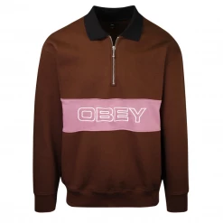 OBEY Men's Two Tone Zip L/S Polo Shirt (S05)