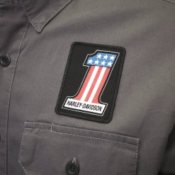 Harley-Davidson Men's Grey #1 America L/S Woven Shirt (S06)