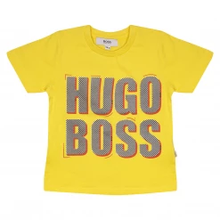 Hugo Boss Kid's Yellow Dotted Text S/S T-Shirt (S13) 12 Months T-Shirts