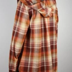 Flannels Carhartt Women's Barn Red Orange Beige Plaid Hooded L/S Woven Shirt
