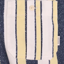 Quiksilver Men's Navy Yellow White Vertical Striped L/S Woven Shirt (S17) Quik Silver