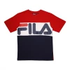 FILA Boy's Red White Navy Blue Three-Tone Classic Logo S/S T-Shirt (S09)
