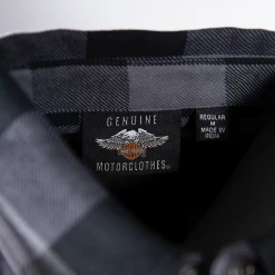 Harley-Davidson Men's Blue Grey Black Plaid Snap On Button L/S Woven Shirt (S16)