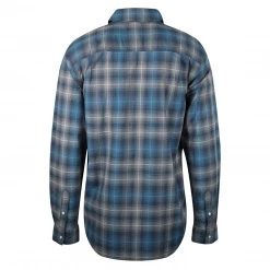 Carhartt Men's Navy Cerulean Blue Grey Plaid Snap Front L/S Woven Shirt (S06) New Arrivals