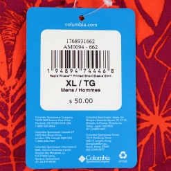 Columbia Men's Magenta Orange Palm Leaves Rapid Rivers S/S Woven Shirt (662)