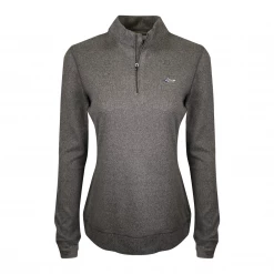 Greg Norman Women's Dark Heather Grey 1/4 Zip Mockneck L/S T-Shirt (Retail $79)