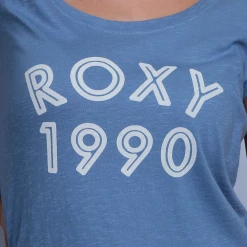 T-Shirts Roxy Women's Light Blue 1990 Scoop S/S T-Shirt (S03)
