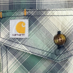 New Arrivals Carhartt Men's Green Grey Navy Plaid Relaxed Fit S/S Woven Shirt (S17)