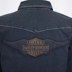 Harley-Davidson Women's Black Studded Denim L/S Woven Shirt (S14) 14 Harley-Davidson Women's Black Studded Denim L/S Woven Shirt (S14)