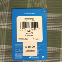 Columbia Men's Olive Plaid Thirty Mile Ledge EXS S/S Woven Shirt (316) Medium