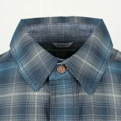 Carhartt Men's Navy Cerulean Blue Grey Plaid Snap Front L/S Woven Shirt (S06) New Arrivals