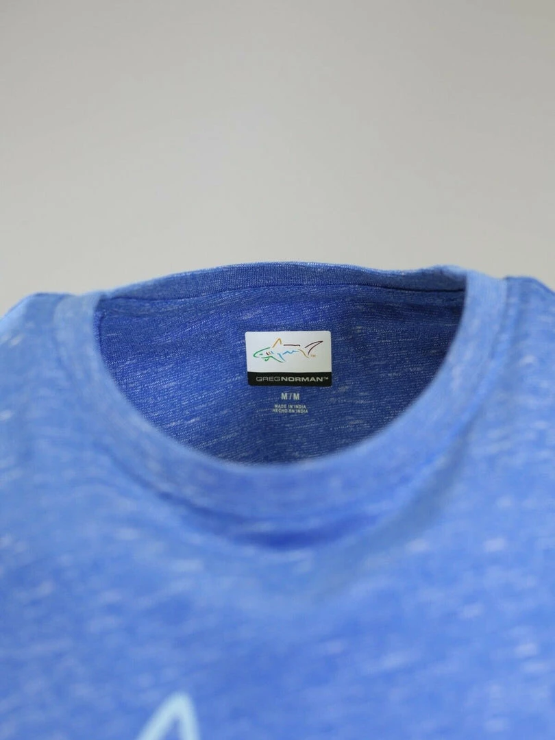 Mens Greg Norman Men's Heather Sea Blue Big Logo S/S T-Shirt (S02) 7 Mens Greg Norman Men's Heather Sea Blue Big Logo S/S T-Shirt (S02)