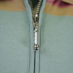 OBEY Men's Dark Pastel Striped Zip L/S Polo Shirt (S15)