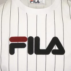 FILA Men's White & Navy Blue Striped Logo S/S T-Shirt (165)