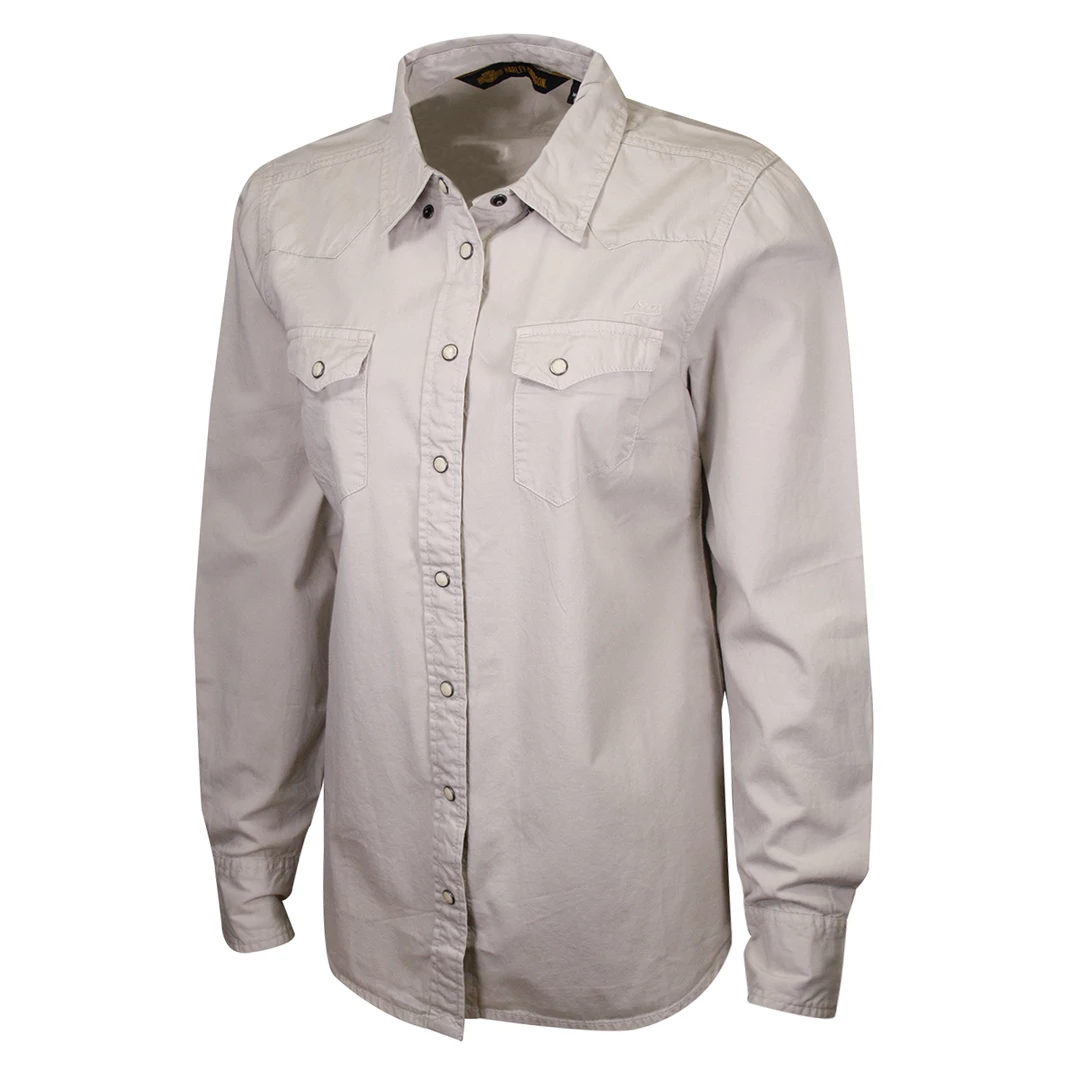 Harley-Davidson Women's Beige 1903 L/S Woven Shirt (S17) 10 Harley-Davidson Women's Beige 1903 L/S Woven Shirt (S17)
