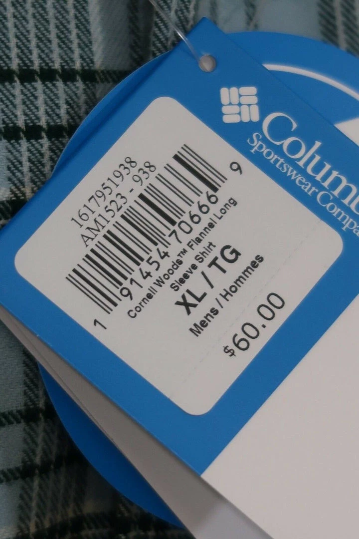 Columbia Men's Glacier Green Cornell Woods L/S Flannel (Retail $60) XL 10 Columbia Men's Glacier Green Cornell Woods L/S Flannel (Retail $60) XL