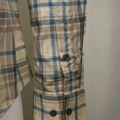 PrAna Men's Cream Brown Blue Plaid L/S Woven Shirt (S51) 9 PrAna Men's Cream Brown Blue Plaid L/S Woven Shirt (S51)