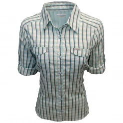 Columbia Women's Silver Ridge Lite Blue Gingham Plaid L/S Shirt 490