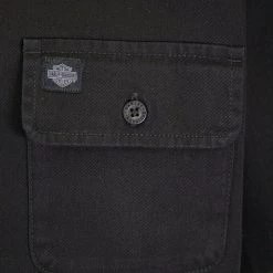 Harley-Davidson Men's All Black S/S Woven Shirt (S08)