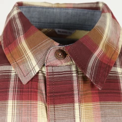 Carhartt Men's Redwood Maroon Brown Beige Plaid Snap Front L/S Woven Shirt (S05)