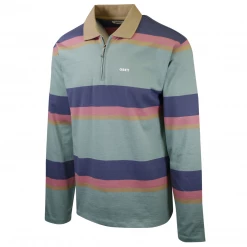 OBEY Men's Dark Pastel Striped Zip L/S Polo Shirt (S15)