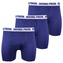 Original Penguin Men's 3 Pack Solid Navy W/ White Strap Boxer Briefs (Sizes XL)