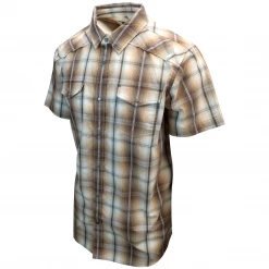 Spotted Clothing PrAna Men's Brown Cream Plaid S/S Woven Shirt (S14)