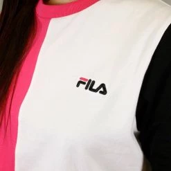 FILA Women's Pink Three-Tone Cropped S/S T-Shirt (S02) Size XS