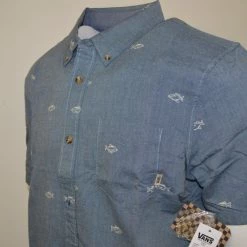 Vans Off The Wall Men's Dress Blue Houser S/S Woven Shirt 13 Vans Off The Wall Men's Dress Blue Houser S/S Woven Shirt